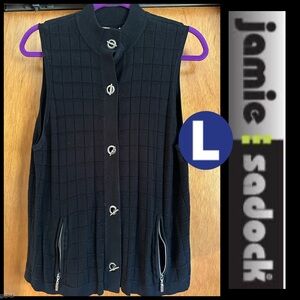 Jamie Sadock Black V-Neck Sweater Vest Button Up